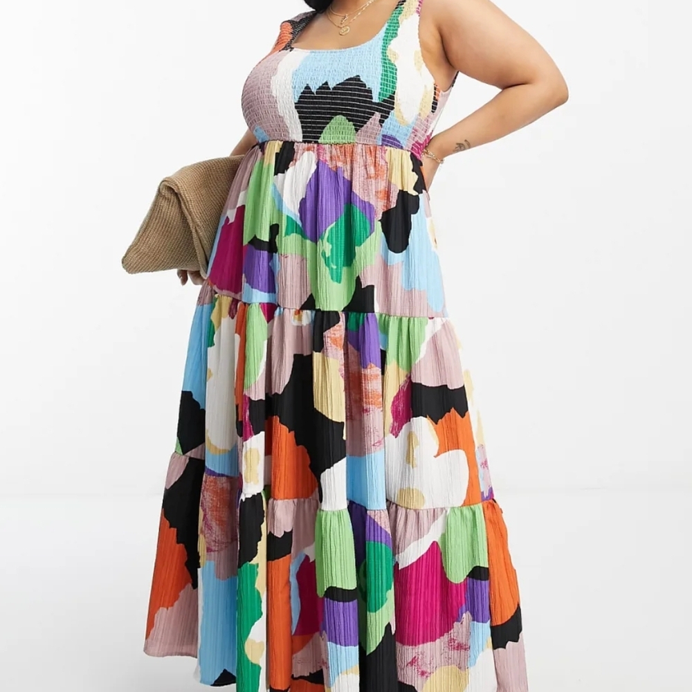 Multicolor Abstract Maxi Dress